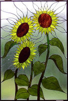 Stained glass sunflower panel