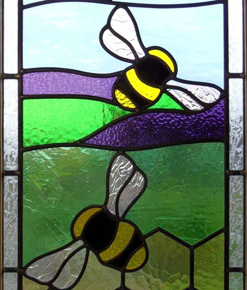 Stained glass bees and lavender